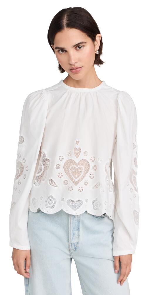 Sea Jeanetta Eyelet Long Sleeve Top White Cover