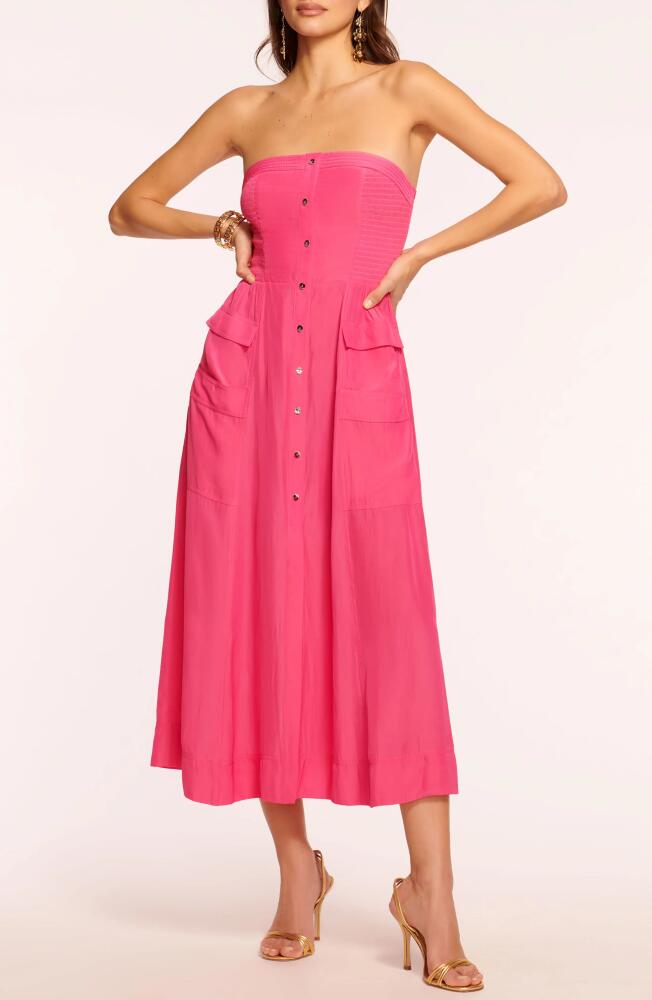 Ramy Brook Blair Strapless Midi Dress in Pink Punch Cover