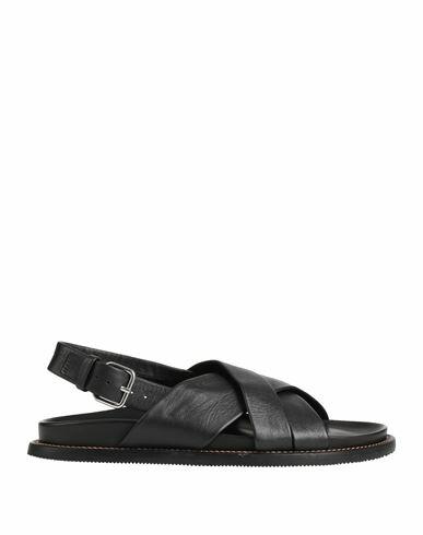 Pollini Man Sandals Black Calfskin Cover