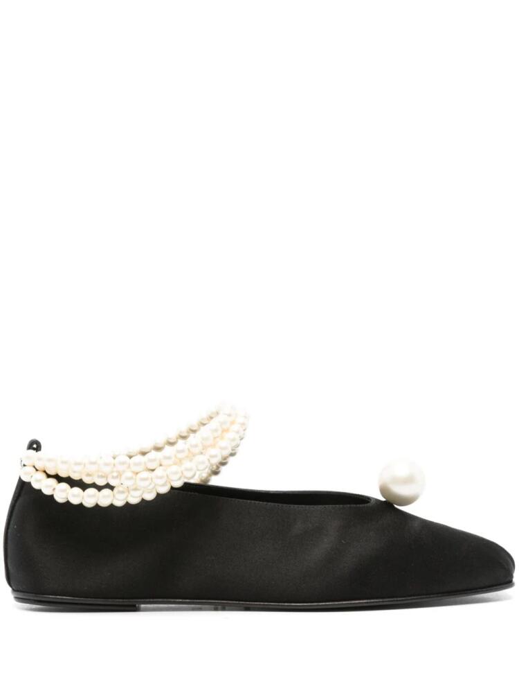 Magda Butrym pearl-embellished satin ballerina shoes - Black Cover