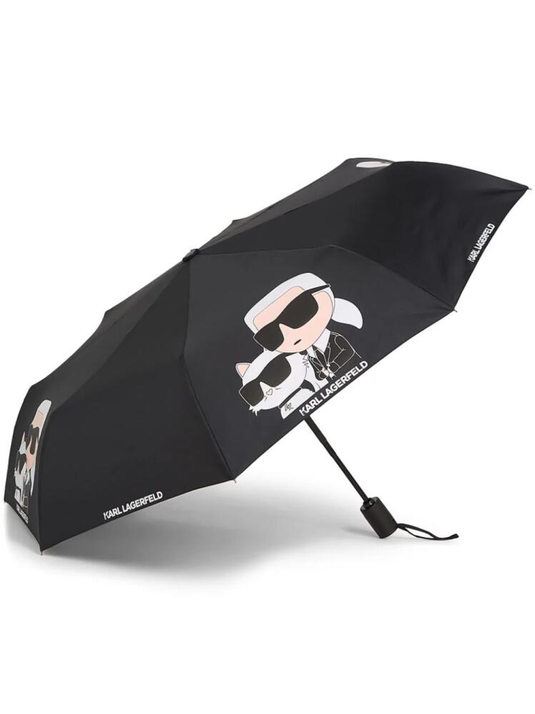 Karl Lagerfeld Ikonik logo-print umbrella - Black Cover