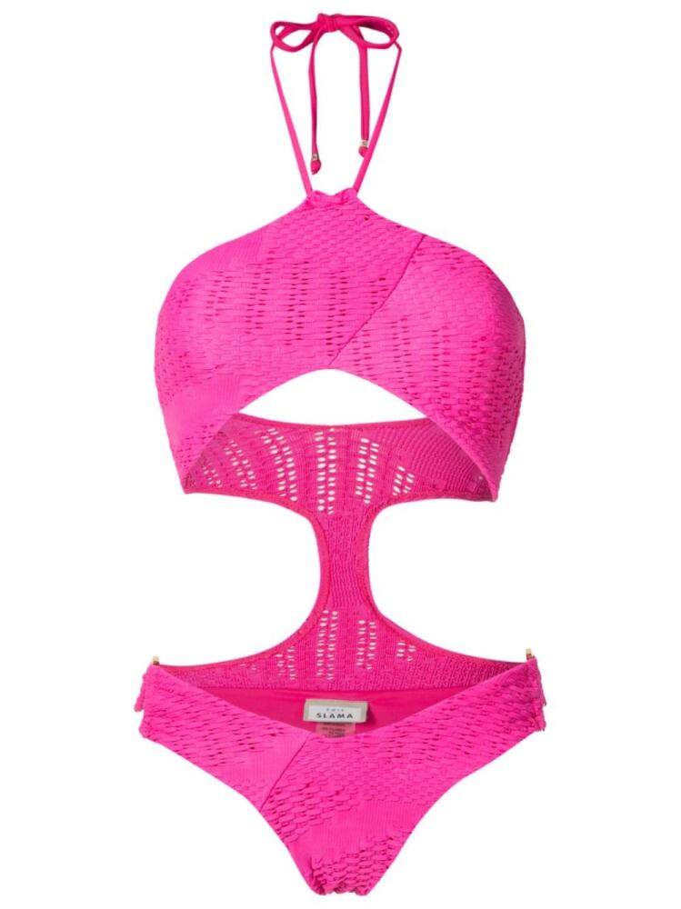 Amir Slama woven halterneck one-piece - Pink Cover