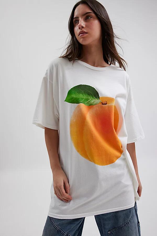 Just Peachy Graphic T-Shirt Dress in White Cover