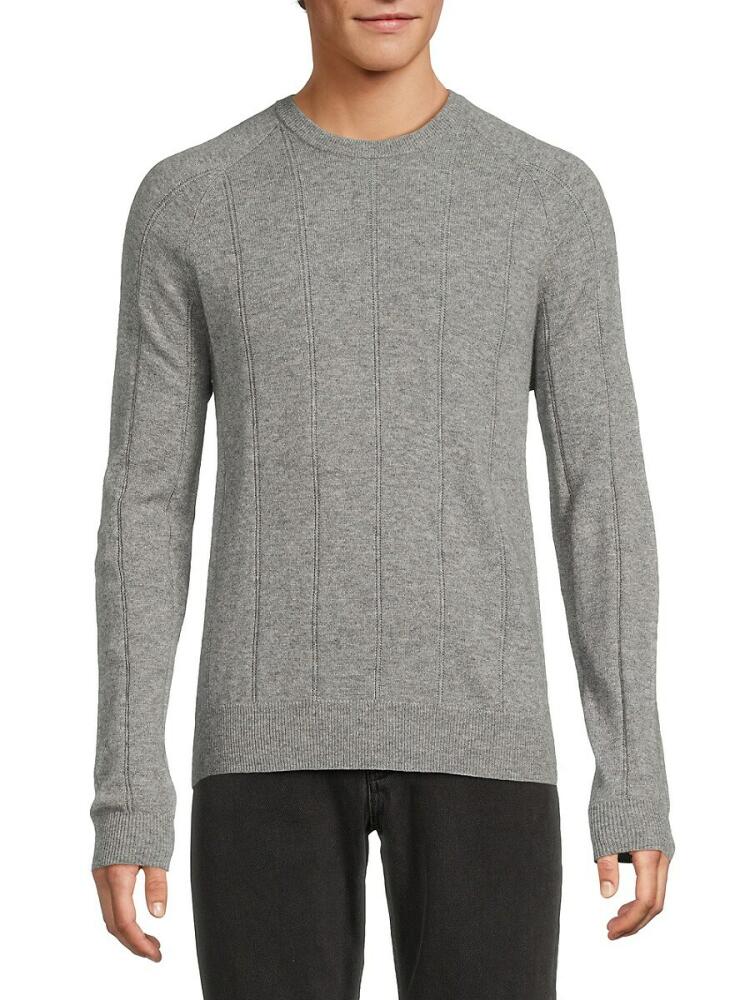 Amicale Men's Textured Striped Cashmere Sweater - Grey Cover