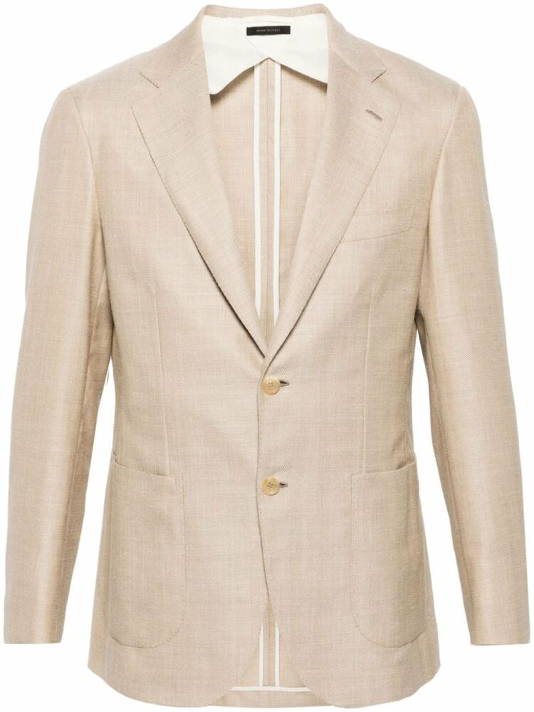 Brioni single-breasted wool blend blazer - Neutrals Cover