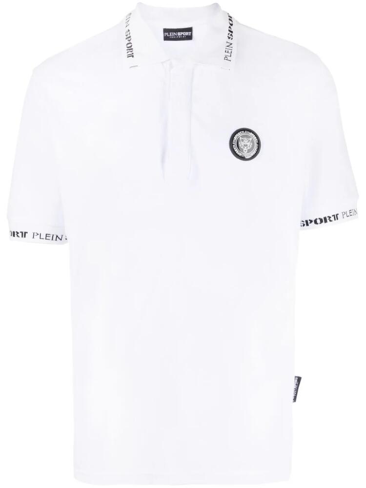 Plein Sport logo-patch short-sleeve polo shirt - White Cover