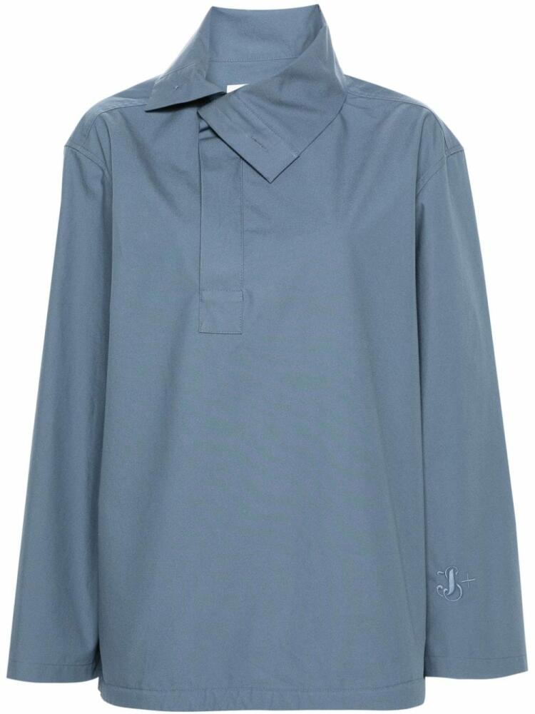 Jil Sander logo-embroidered cotton blouse - Blue Cover