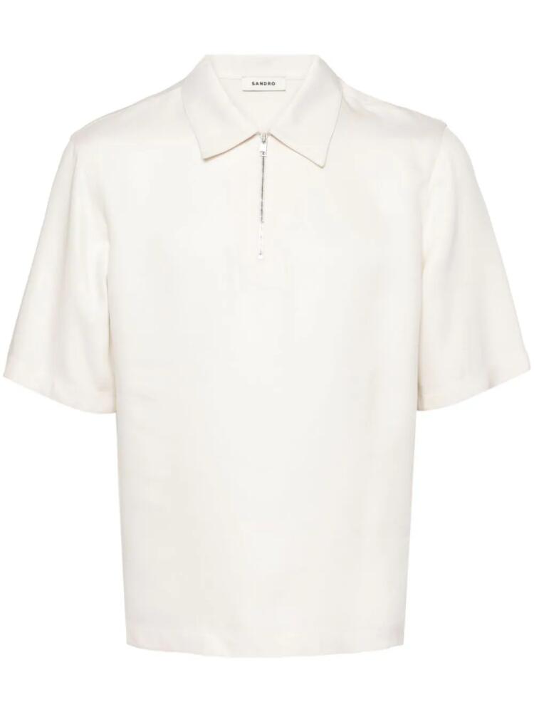 SANDRO zip-up polo shirt - Neutrals Cover