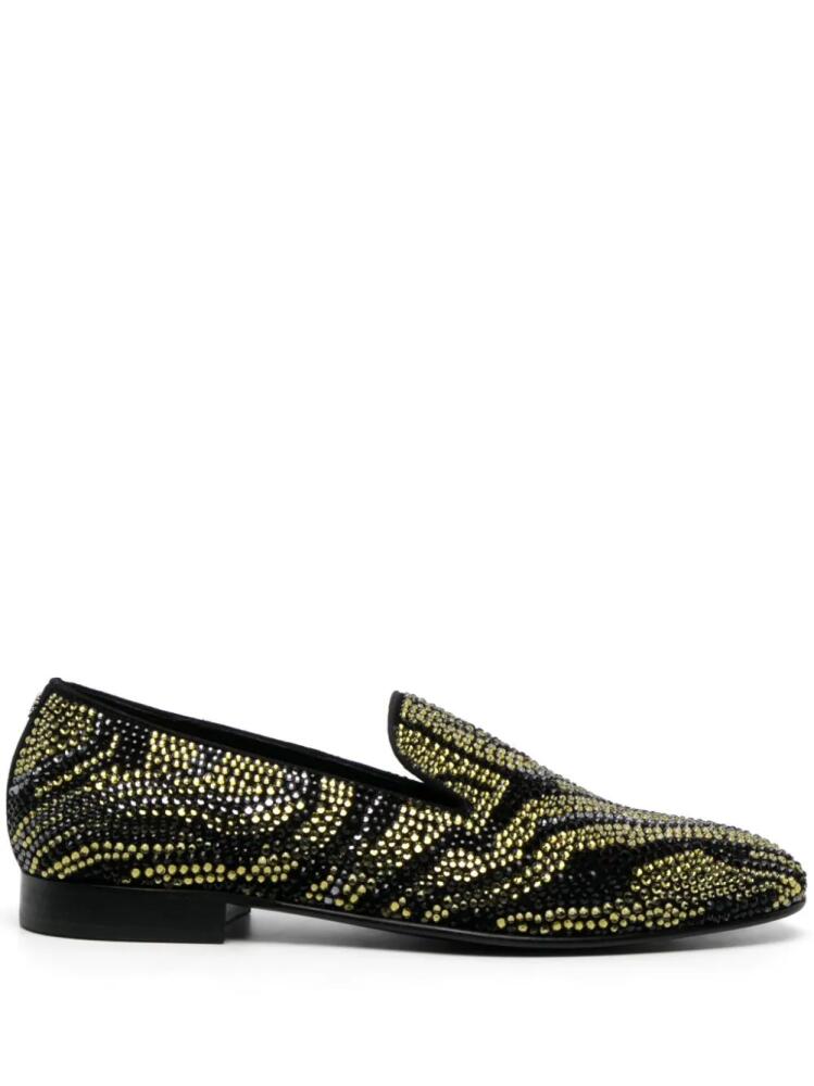 Roberto Cavalli crystal-embellished zebra-stripe slippers - Black Cover