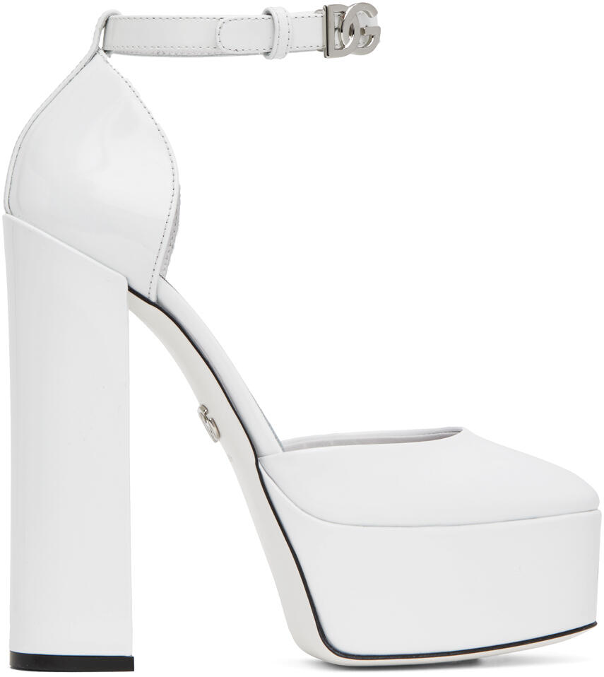 Dolce&Gabbana White Polished Platform Heels Cover