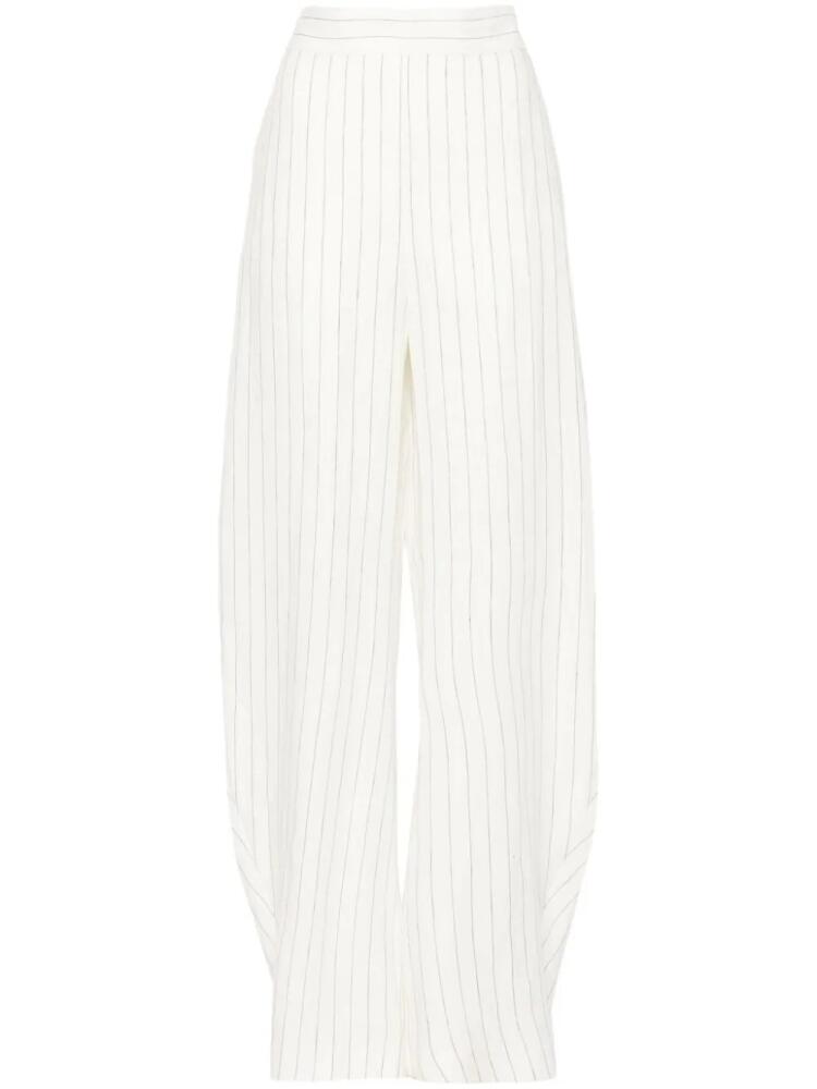 ALESSANDRO VIGILANTE pinstriped high-waist palazzo trousers - White Cover