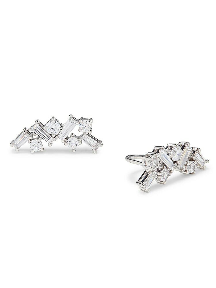 Adriana Orsini Women's Tezoro Rhodium Plated & Cubic Zirconia Climber Earrings Cover