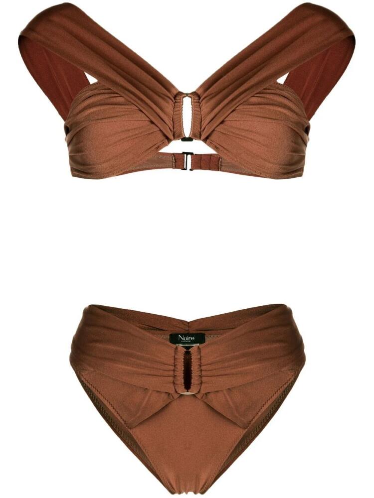 Noire Swimwear ruched-detail off-shoulder bikini - Brown Cover