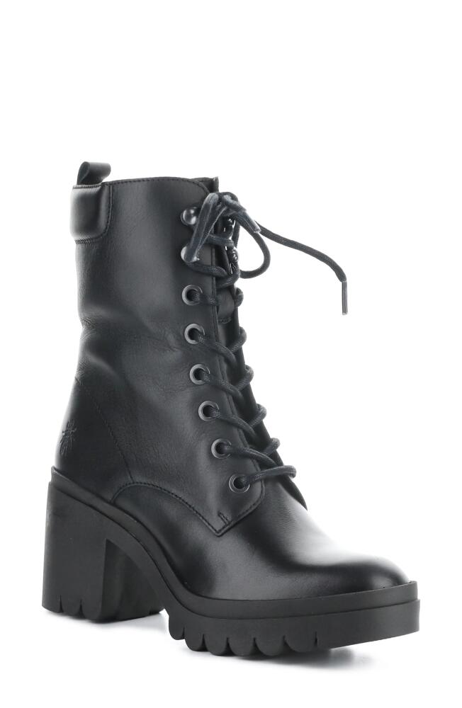 Fly London Tiel Combat Boot in 011 Black Dublin Cover