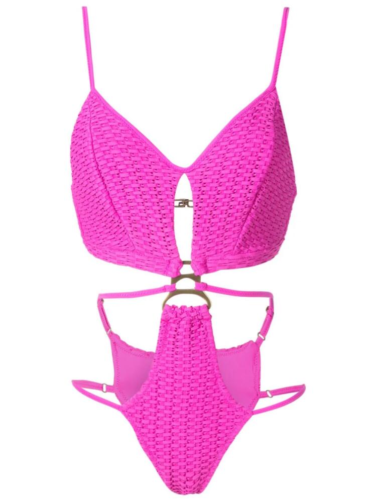 Amir Slama woven cut-out one-piece - Pink Cover