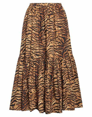 Ganni Woman Midi skirt Camel Organic cotton Cover