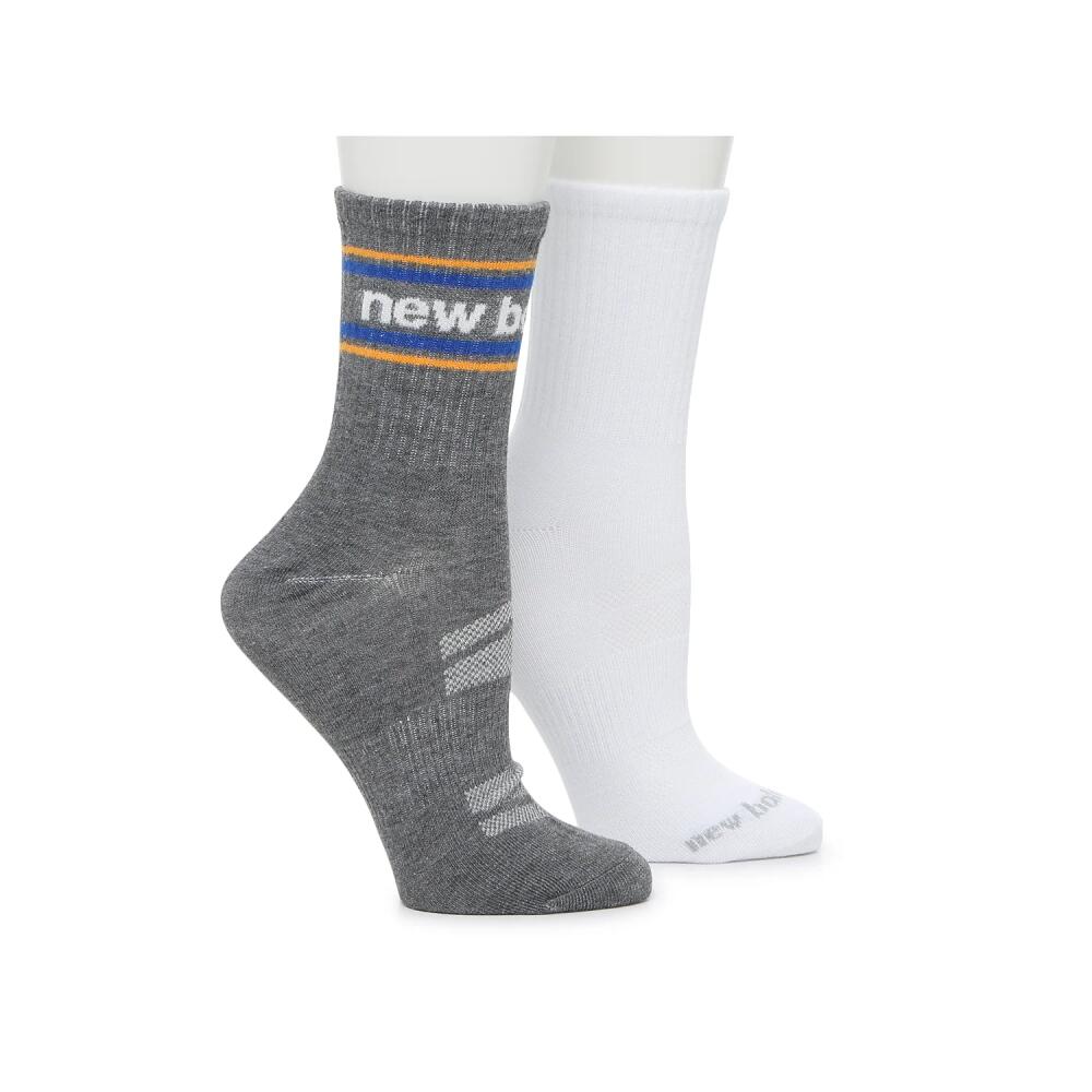 New Balance Classic Crew Socks 2 Pack | Men's | Grey/White Cover