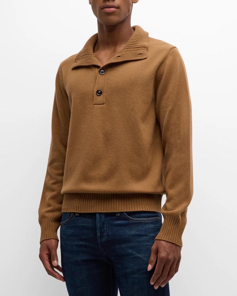 TOM FORD Men's Wool Cashmere Half-Button Sweater Cover