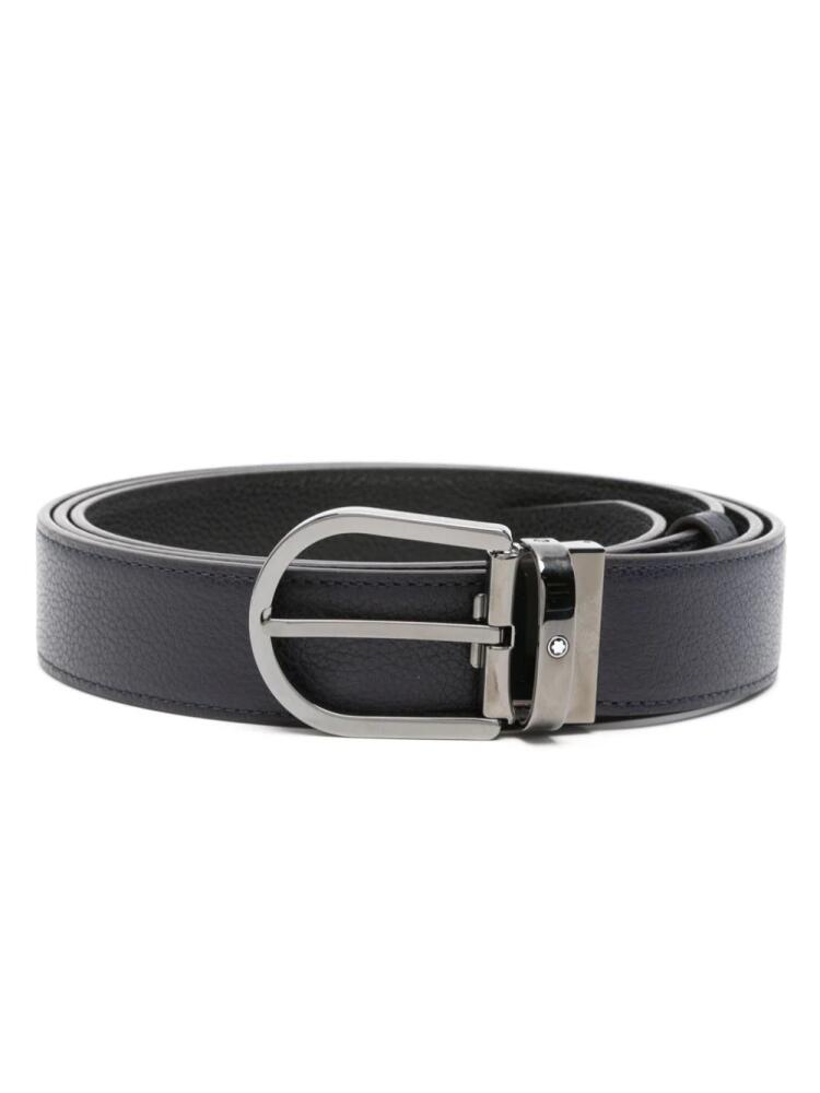 Montblanc Horseshoe-buckle leather belt - Blue Cover