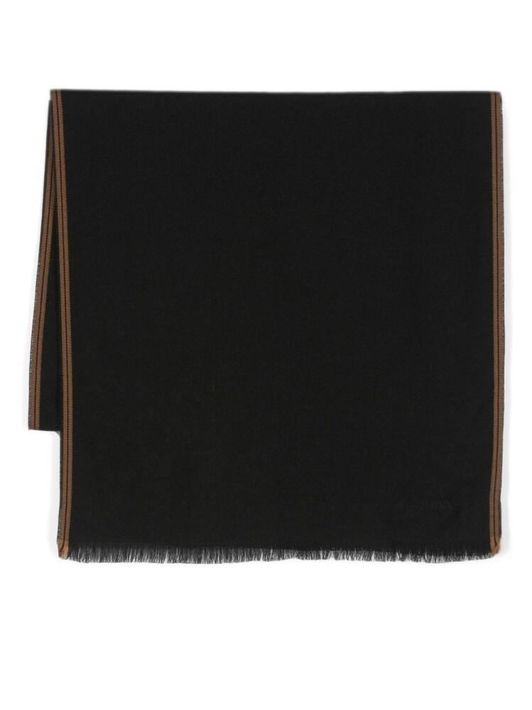 Zegna fringed-edge rectangular scarf - Black Cover