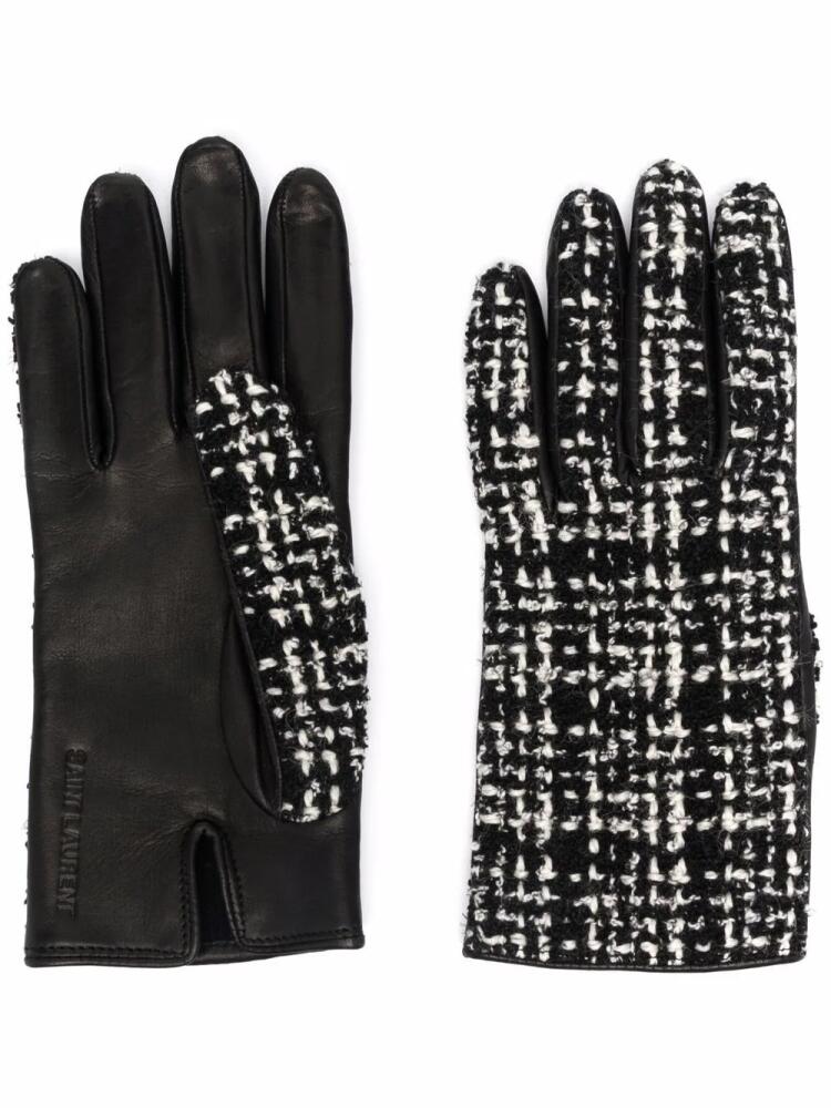 Saint Laurent tweed-panel gloves - Black Cover