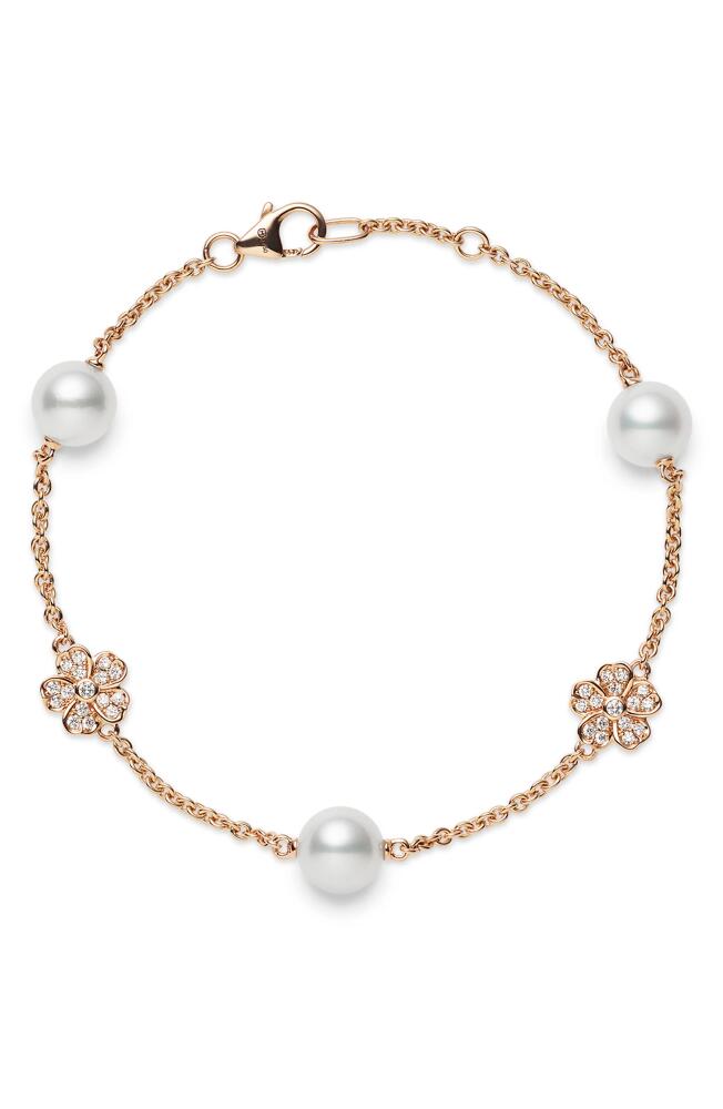 Mikimoto Akoya Cultured Pearl & Diamond Bracelet in Rose Gold Cover