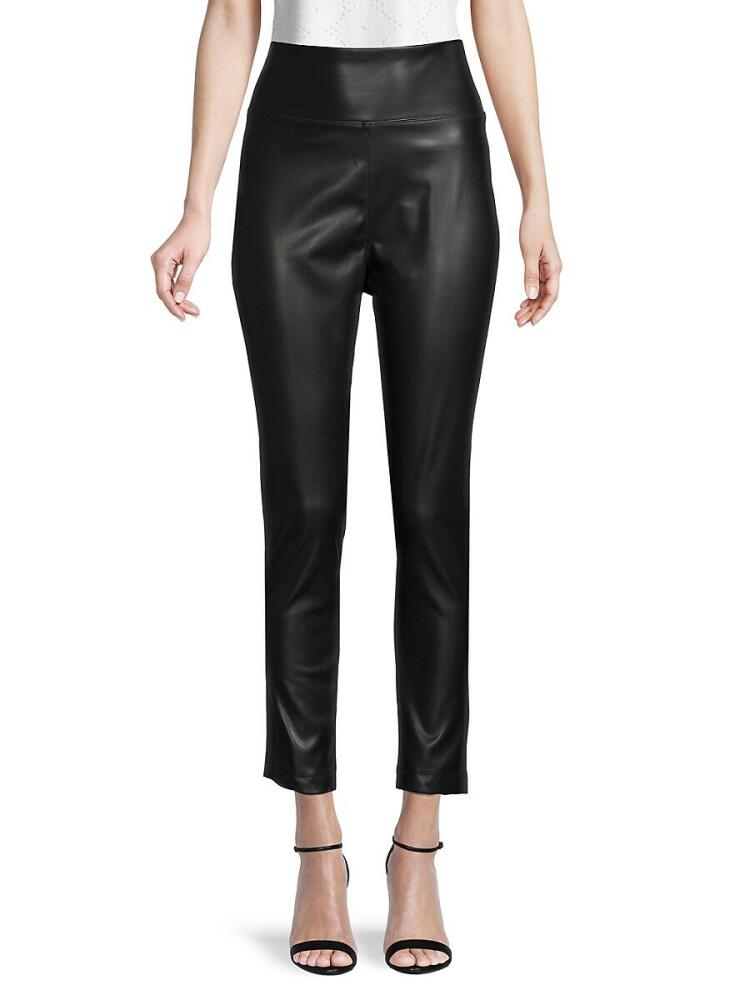 Calvin Klein Women's Faux Leather Front Leggings - Black Cover