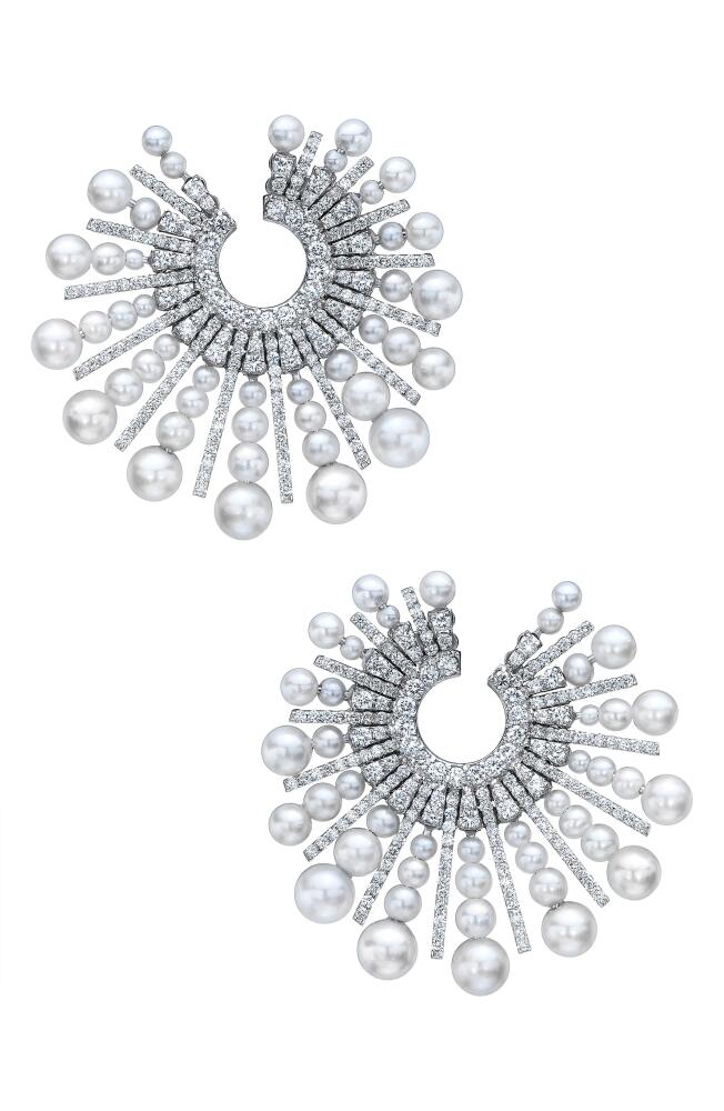 Mindi Mond Akoya Pearl & Diamond Spoke Earrings in Pearl/18K Wg Cover