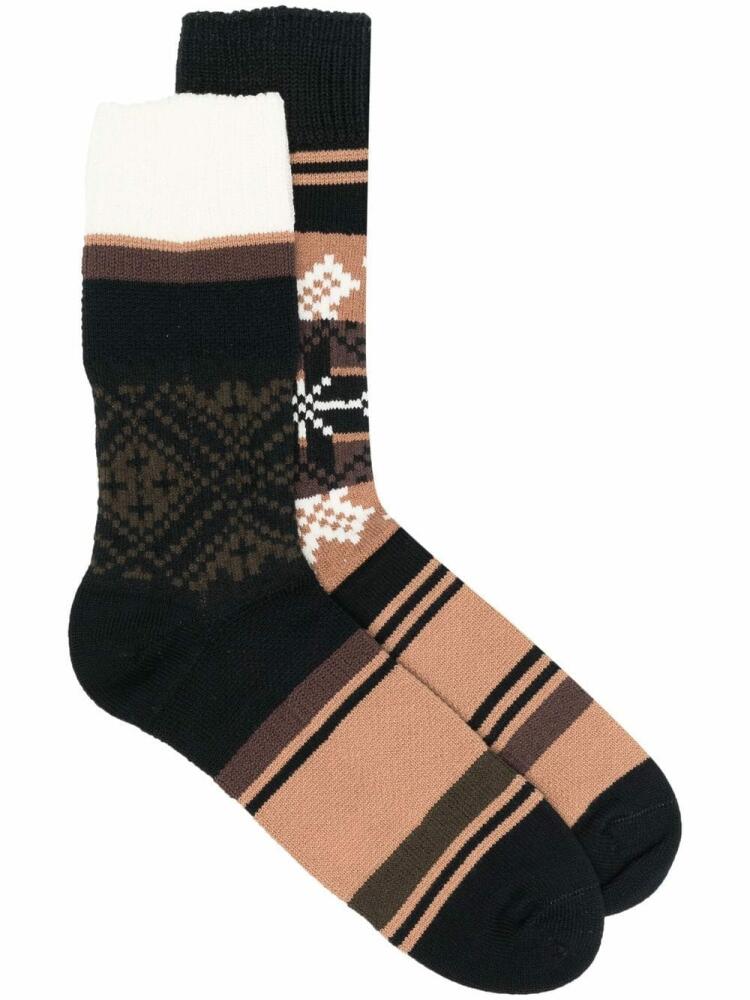 sacai stripe-print detail socks - Brown Cover