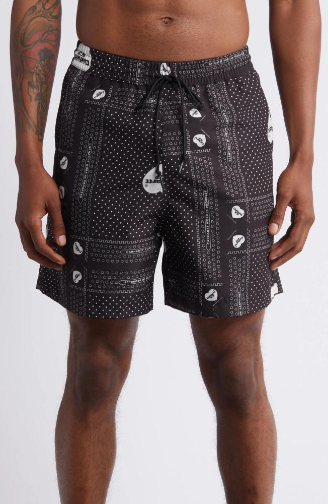 Carhartt Work In Progress Slater Swim Trunks in Heart Bandana Print Cover