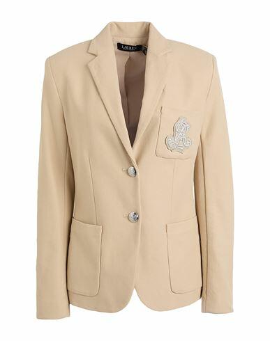 Lauren Ralph Lauren Patch Jacquard Blazer Woman Blazer Beige Cotton, Elastane Cover