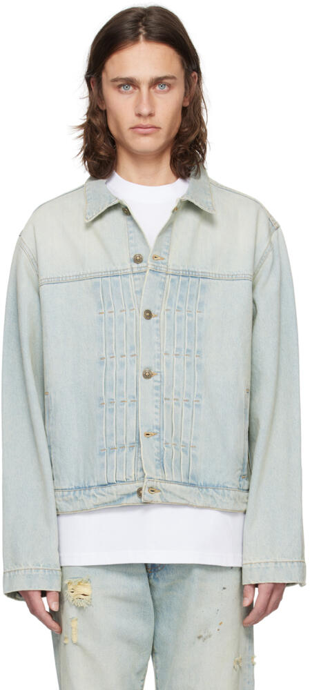 424 Blue Pleated Denim Jacket Cover