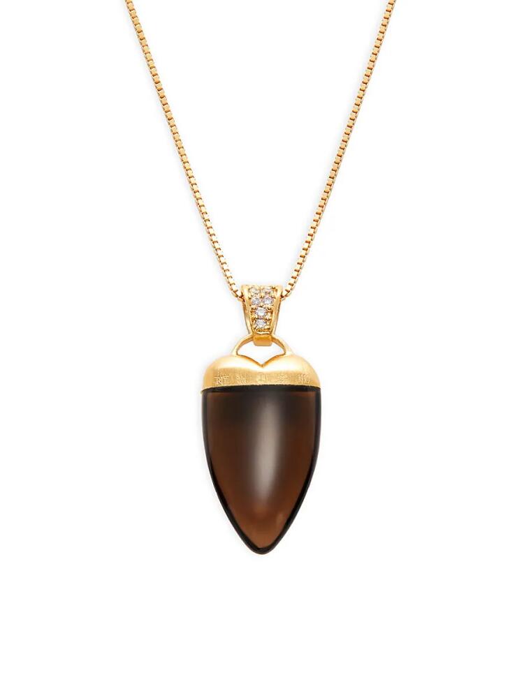 Tateossian Men's 18K Goldplated Sterling Silver & Smoky Quartz Pendant Necklace Cover