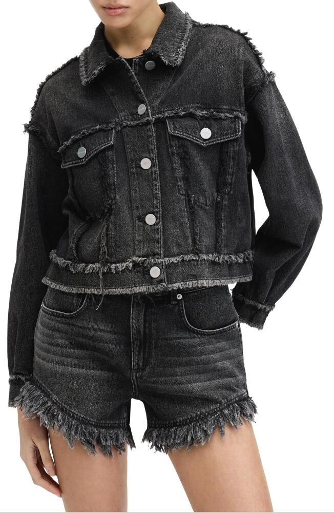 AllSaints Claude Frayed Denim Trucker Jacket in Washed Black Cover