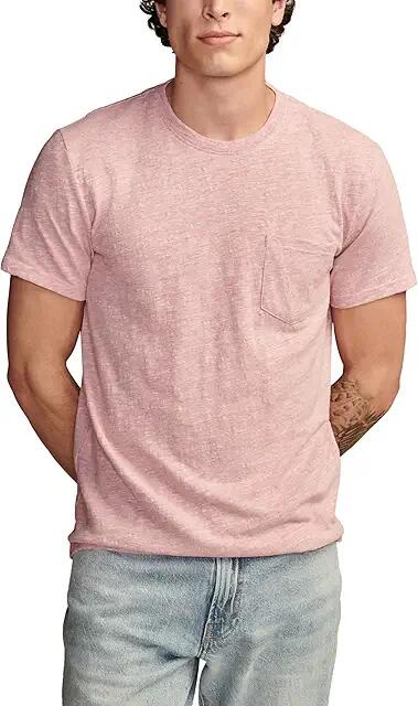 Lucky Brand Linen Short Sleeve Pocket Crew Neck Tee (Red Violet) Men's Jacket Cover