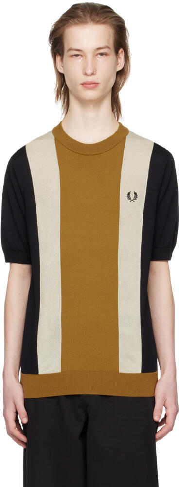 Fred Perry Black & Tan Striped T-Shirt Cover