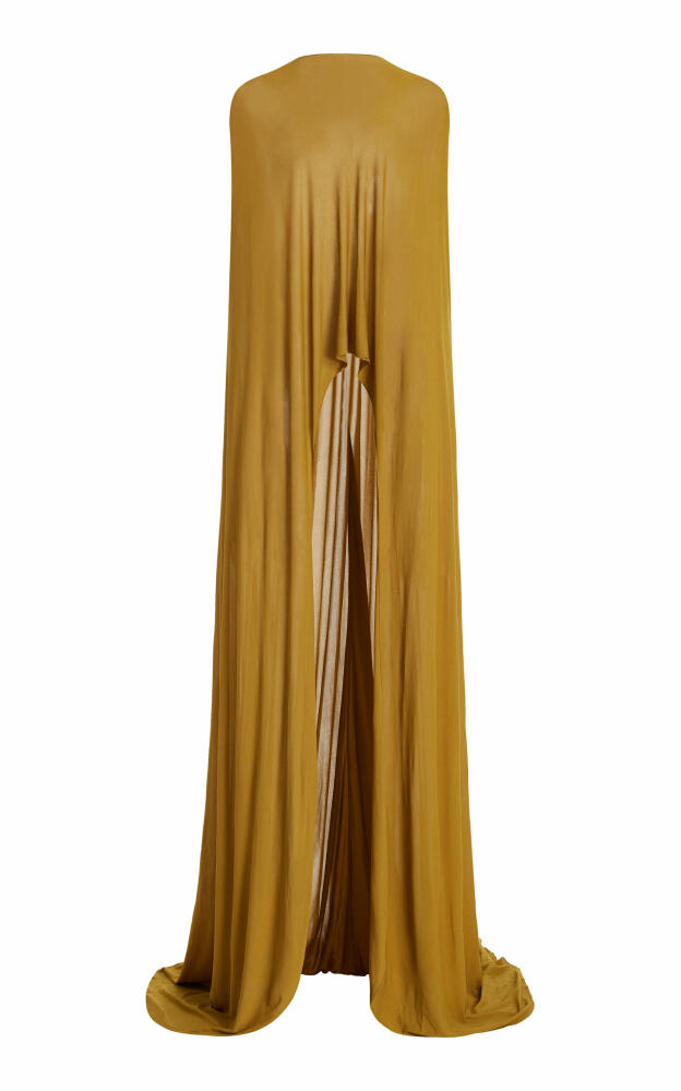 Brandon Maxwell - The Mayowa Draped Sheer Crepe Top - Gold Cover