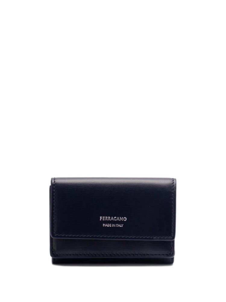 Ferragamo logo-stamp leather wallet - Blue Cover