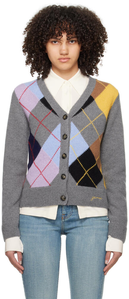 GANNI Gray Harlequin Cardigan Cover