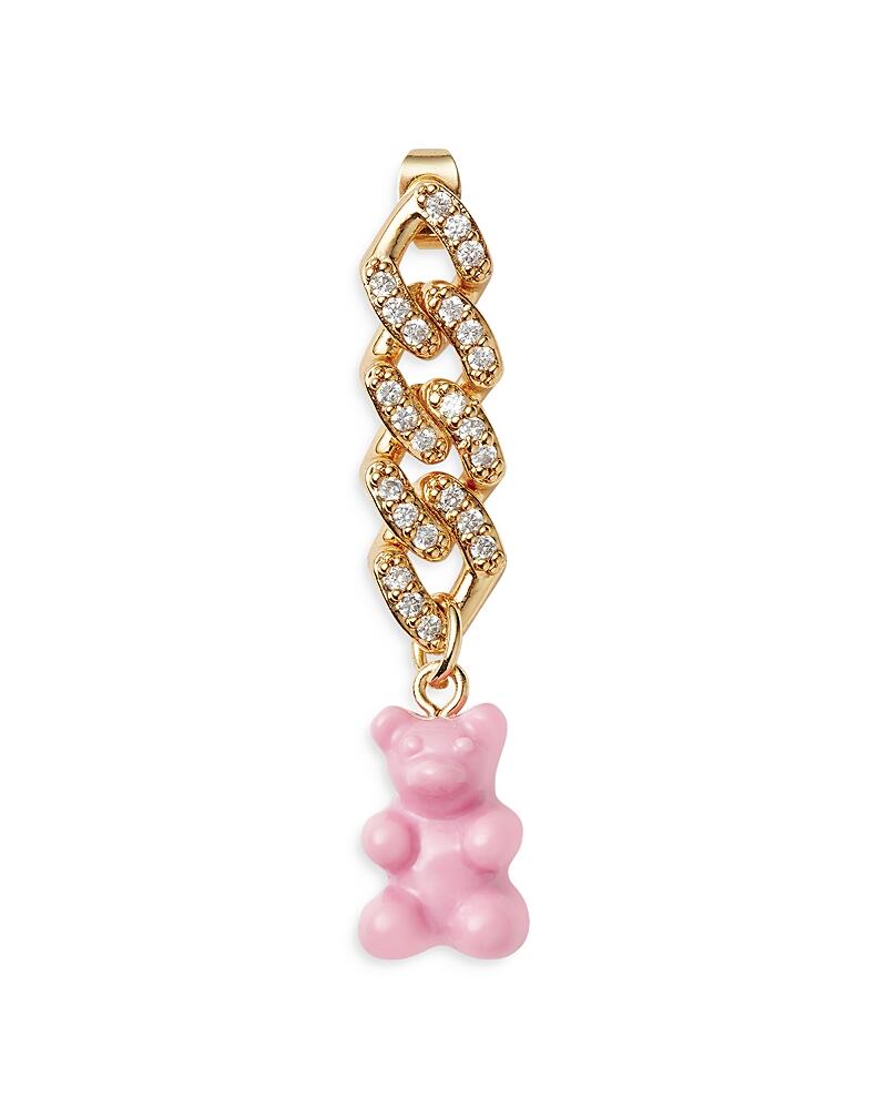 Crystal Haze Jewelry Nostalgia Pave Chain Pink Bear Single Drop Earring in 18K Gold Plated Cover