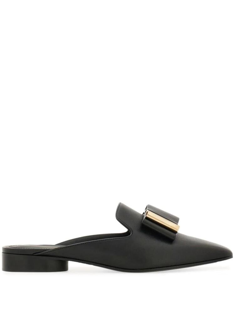 Ferragamo Double Bow leather mules - Black Cover