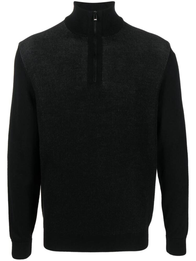 BOSS ribbed half-zip jumper - Black Cover