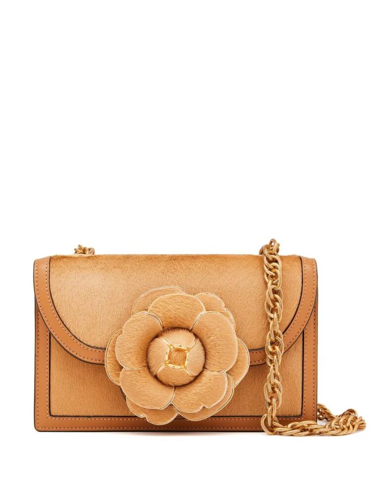 Oscar de la Renta Tro calf hair crossbody bag - Neutrals Cover