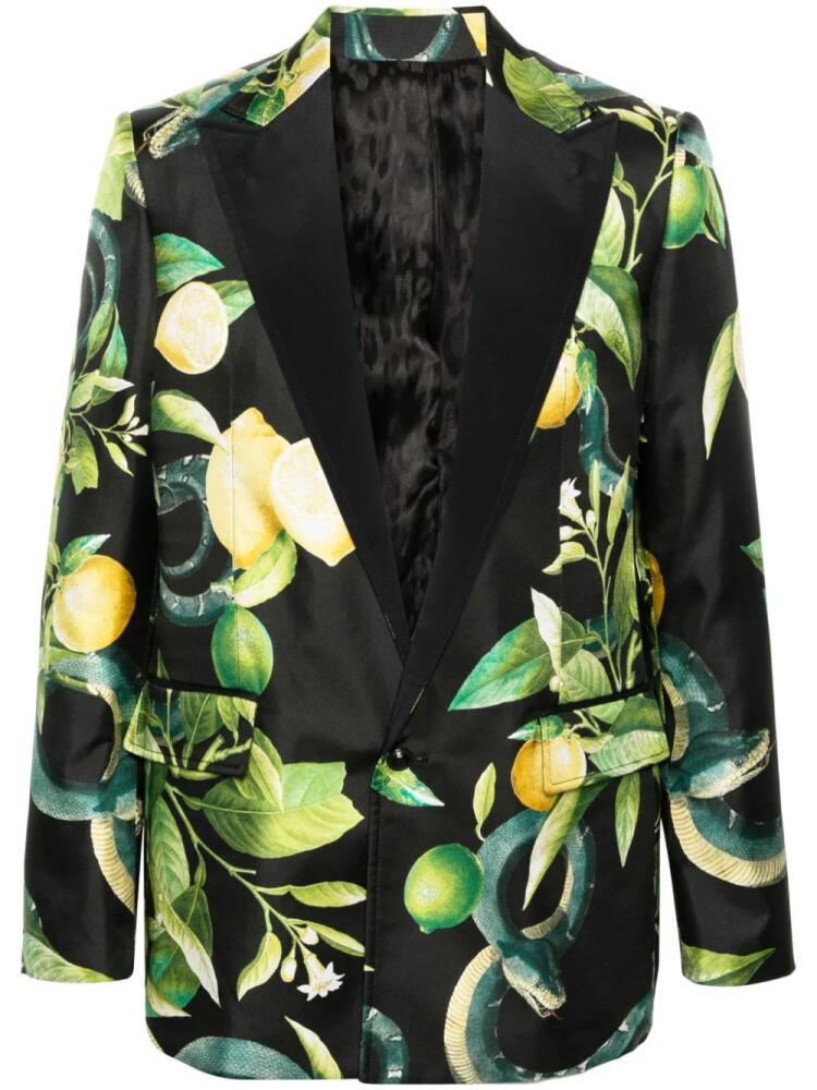 Roberto Cavalli lemon-print silk blazer - Black Cover