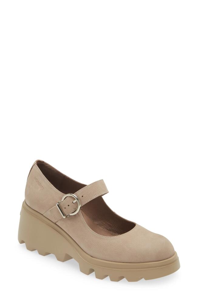 Wonders Wedge Mary Jane in Taupe Nubuck Cover