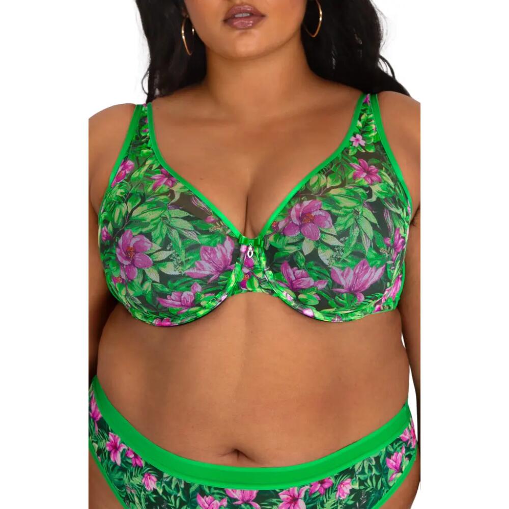 Curvy Couture Underwire Plunge Bra in Lush Tropics Cover