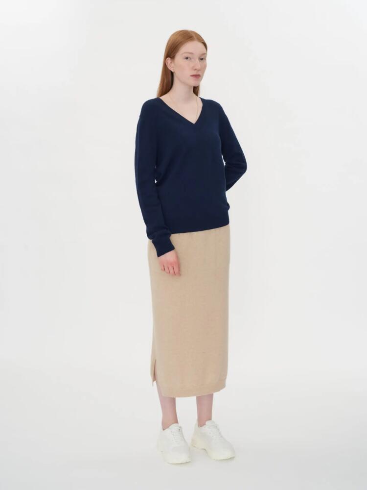 Gobi Cashmere V-Neck Sweater in Navy Cover