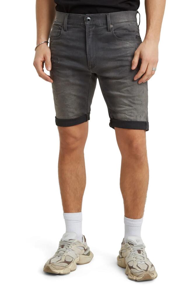 G-STAR 3301 Slim Denim Shorts in Lt Aged Destroy Cover