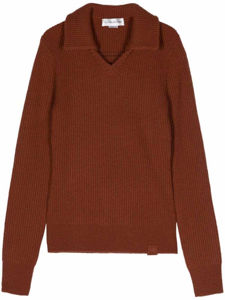 Victoria Beckham spread-collar ribbed jumper - Orange Cover