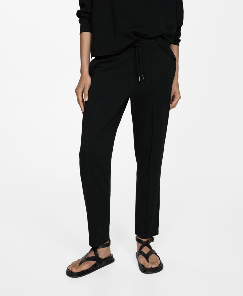 Mango Women's Seam Detail Jogger Pants - Black Cover